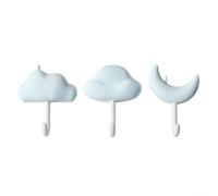 KHIronHive Decorative Wall Hooks For Entryway, 3 Pack Star &Cloud/Shaped Key Hangers, No Drill For Adhesive/Mount For Living Room Bedroom Nursery Decor(3blue)