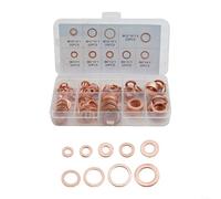KHIronHive Diesel Injector Copper Seal Washer Gasket Set 200 Pieces Assorted Sizes M5 To For M14 Copper Material High Conductivity For Car Marine Generator Machinery Plant Hydraulic Fittings Wide