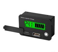 KHIronHive Digital Voltmeter 8-30VDC Battery Capacity Tester With LCD Display, Dual USB QC 3.0 Output, Power-Off Memory, For Li-ion Lead-Acid Solar Inverter Electrical Cabinet Testing(green)