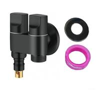 KHIronHive Double Angle Control Valve, 1 In 2 Out G1/2 Brass Angle Tap For Washing Machine And Toilet, Stainless Steel, Automatic Shut-Off, Corrosion-Resistant Corner Valve(Black)