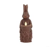 KHIronHive Easter Rabbit Chocolate LED Candle, 3D Printed Decorative Light, Dark Brown for PLA Material, Safe Realistic Glow for Tabletop Shelf Party Home Festival Decor(Deep Brown)