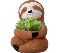 KHIronHive Fun Sloth Decorative Landscape Holder, Great for Succulents and Dried Flowers (Brown)