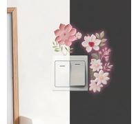 KHIronHive Glow In The Dark Floral Switch Stickers, Luminous PVC Wall Decals For Light Switch Plates, Artistic Flower Design For Bedroom Living Room Nursery Home Decor, Pink