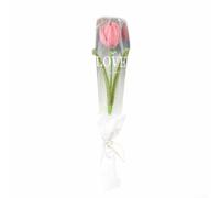 KHIronHive Handmade Crochet Tulip Bouquet 30cm Artificial Flowers for Home Decor Office Wedding Centerpiece Lasting Floral Arrangement (Pink2)