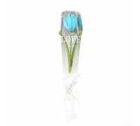 KHIronHive Handmade Crochet Tulip Bouquet 30cm Artificial Flowers for Home Decor Office Wedding Centerpiece Lasting Floral Arrangement (Blue)
