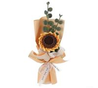 KHIronHive Handwoven Crochet Flower Bouquet Kit For DIY Arrangements, Linen Yarn Craft Set With Step-by-Step Guide, Multi-Colour Knitting Project For Beginners And Hobbyists(Sunflower)