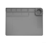 KHIronHive Heat Resistant Soldering Mat, Anti-Static Silicone Repair Pad For Electronics, 40X30cm Work Station Kit With Tool Organizer, For IDEAL For Phone Watch Computer DIY Brazing Tasks(Gray)