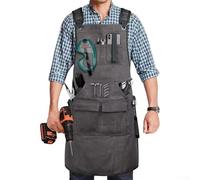 KHIronHive Heavy Duty Welding Apron Thick Canvas With Cross Back Straps, Multi-Pocket Work Safety Gear/For Men Women, Adjustable XS To XL For Welding Woodworking Blacksmithing(B)