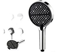 KHIronHive High Pressure Shower Head 7 Spray Modes Turbo Boost For Low Water Pressure Large 14Cm Panel Rain Pulse Mist Settings Self-Cleaning Silicone Nozzles Adjustable Flow(A)