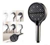 KHIronHive High Pressure Shower Head 7 Spray Modes Turbo Boost For Low Water Pressure Large 14Cm Panel Rain Pulse Mist Settings Self-Cleaning Silicone Nozzles Adjustable Flow(C)