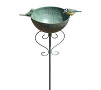 KHIronHive Iron Rustic Bird Feeder With Vintage Green Finish And Detachable Design For Outdoor Garden Décor, Provides Feeding And Watering For Wild Birds And Enhances Yard Aesthetic