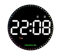 KHIronHive Large 10 Inch Digital Wall Clock With Colored Second Hand, LED Display For Time Date Temperature, Holiday Reminder, Dual Alarm, Auto Dimming, Remote Control