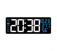 KHIronHive Large 16.2-Inch LED Wall Clock With Remote, Auto Brightness Dimmer, Memory Function And Dual Alarms For Living Room Office Kitchen Decor(Blue)