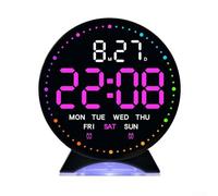 KHIronHive LED Electronic Alarm Clock With Multi-Colour Ambient Night Light, Date And Day Display, Adjustable Brightness And Sleep Mode For Bedroom, Office Or Living Room Decor(C)