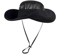 KHIronHive Men’s Wide Brim Mesh UV Protection Fishing Hat Breathable Adjustable Sun Cap for Hiking Camping Beach Summer Outdoor Travel(Black)