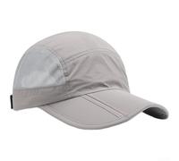 KHIronHive Men Women Foldable Baseball Cap Breathable Mesh Sun Protection UV Shield Quick Dry Polyester Adjustable Metal Buckle for Outdoor Travel Hiking Fishing Sports Navy(Light Gray)