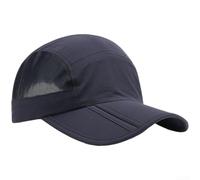 KHIronHive Men Women Foldable Baseball Cap Breathable Mesh Sun Protection UV Shield Quick Dry Polyester Adjustable Metal Buckle for Outdoor Travel Hiking Fishing Sports Navy(Navy Blue)