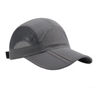 KHIronHive Men Women Foldable Baseball Cap Breathable Mesh Sun Protection UV Shield Quick Dry Polyester Adjustable Metal Buckle for Outdoor Travel Hiking Fishing Sports Navy(Dark Gray)