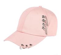 KHIronHive Men's Adjustable Baseball Cap Stylish Cotton Polyester Blend Sun Hat with Curved Brim for Outdoor Sports Streetwear Fashion Embroidered Dome Shape Headwear(Pink)