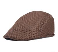 KHIronHive Men's Breathable Mesh Beret Hat Classic Summer Sun Adjustable Size Fit for Outdoor Work Casual Daily Wear Lightweight Cotton Blend Headwear in Multiple Colors(Brown)