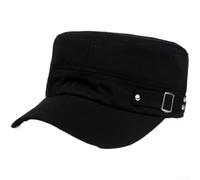 KHIronHive Men's Cotton Baseball Cap with Flat Top Design and Short Brim for Sun Protection Adjustable Strap for Outdoor Casual Sports (Black1)