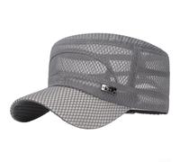 KHIronHive Men's Flat Cap Summer Sun Hat with UPF Protection Breathable Quick-Dry Polyester Baseball Cap for Outdoor Sports Fishing Adjustable Fit 55-60cm(Light Gray)