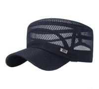 KHIronHive Men's Flat Cap Summer Sun Hat with UPF Protection Breathable Quick-Dry Polyester Baseball Cap for Outdoor Sports Fishing Adjustable Fit 55-60cm(Blue)