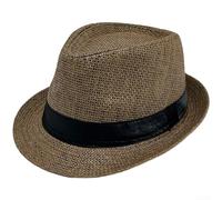 KHIronHive Men's Wide Brim Straw Panama Hat Classic Bell Shape Sun Cap Breathable Papyrus for jazz Dress Hat for Casual and Formal for occasions(Brown)