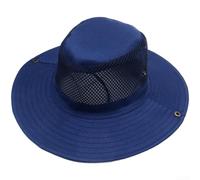 KHIronHive Mesh Fisherman Hat Wide Brim Sun Shade Cap Breathable Lightweight Foldable for Outdoor Fishing Hiking Camping Travel(Blue)