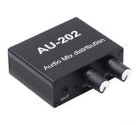 KHIronHive Mixer Audio Distributor, Dual Input 2 Output Headphone Amp Splitter With Volume Control, Low Noise For Studio Home Monitoring, DC5-19V External Power Supply, Black