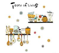 KHIronHive My Kitchen Vinyl Wall Sticker PVC Decal DIY Removable Home Kitchen Utensils Design Vintage Pattern Art Decoration For Smooth Flat Drys 30X60cm