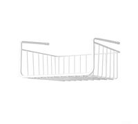 KHIronHive No-Drill Kitchen Storage Hanging Basket For Cabinet Shelf, Under-Table Rack With Non-Slip Pads, Heavy Duty Carbon Steel Organizer For Cling Film And Essentials, Black Or Grey(white)