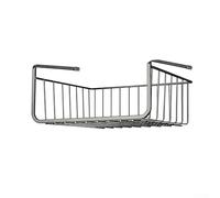 KHIronHive No-Drill Kitchen Storage Hanging Basket For Cabinet Shelf, Under-Table Rack With Non-Slip Pads, Heavy Duty Carbon Steel Organizer For Cling Film And Essentials, Black Or Grey(black)