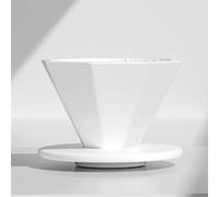 KHIronHive Octagonal Coffee Dripper Pottery Filter Cup With Spiral Inner Walls For Optimal Extraction, Sturdy Reusable Pour Over Brewer, Modern Geometric Design (White L)