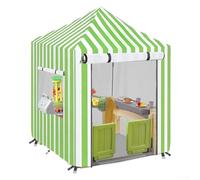 KHIronHive Outdoor Wooden Playhouse Cover 210D Oxford Fabric with Silver Coating Sun and Rain Protection for Kids Garden Houses Secure Fit with Straps Blue Yellow Pink Green(Green)
