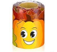 KHIronHive Pumpkin Theme Bulletin Board Borders Wave Edges Autumn Decor Stickers Orange Roll For Preschool Classroom Thanksgiving Wall Table Display Cutout Trim Seasonal Party(C)