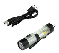 KHIronHive Rechargeable Magnetic Clip On LED Camping Light With Multiple Modes, Portable Hat Lamp For Outdoor Hiking, Type-C Charging, IP44 Waterproof, Compact Aluminum Alloy Torch(Iceberg White)
