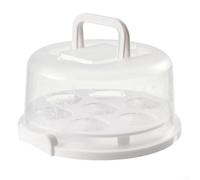 KHIronHive Round Cake Carrier with Lid, Carry Handles, and Secure Locking Clips to For Transport and Store 8 Inch Cakes Alongside Cupcakes or Snack Assortments (White)