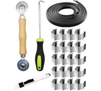 KHIronHive Screen Window Repair And Installation Kit With Stainless Steel Clips, Dual Convex-Concave Roller Tool, Removal Hook And Brush For Aluminium, Plastic Or Steel Door And Window Frames(B)
