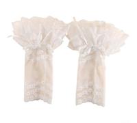KHIronHive Sheer Lace Cuff Gloves 2 Pairs Bow Knot White | Delicate mesh lace, bowknot accents, romantic vintage style, white color option, 2 pairs included