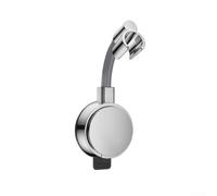 KHIronHive Shower Head Holder, No-Drill Wall Mount With Strong Suction Cup, 360 Degree Swivel Adjustable Goose Neck, Reusable Bathroom Fixture For Most Handheld Showers, Chrome(Silver)