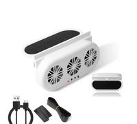 KHIronHive Solar Car Exhaust Fan Dual Power USB Ventilation 3 Motor 5000RPM Cooling For Sedan SUV Truck Vehicle Window Mount Air Circulation Black(White)