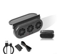 KHIronHive Solar Car Exhaust Fan Dual Power USB Ventilation 3 Motor 5000RPM Cooling For Sedan SUV Truck Vehicle Window Mount Air Circulation Black(Black)