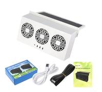 KHIronHive Solar Powered Car Exhaust Fan With USB Backup, 3-Fan 180 Degree Ventilation System For Auto Window Cooling, Quiet Dual-Mode Air Circulator For Vehicle Interior Heat Relief(White)