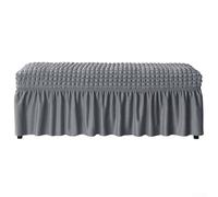KHIronHive Stretch Bubble Fabric Bench Cover With Skirt, 3D Grid Elastic Slipcover For Living Room Dining Bedroom Furniture, Washable Decorative Protector 80-130cm(gray)