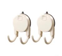 KHIronHive Strong Suction Cup Double Hook For Kitchen & Bathroom - ABS Heavy-Duty Tissue Paper Towel Hanger, Space-Saving Wall-Mount Organizer For Smooth Non-Porous Surfaces(white)