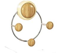 KHIronHive Suction Cup Door Hook Heavy Duty Wall Mount Hanger No Drill Removable Three Hooks Space Saving Organizer Iron Wood Beads Quick Install Smooth Attachment (Raw Wood Yellow)
