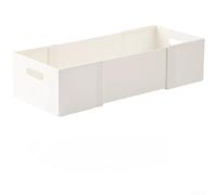 KHIronHive Telescopic Drawer Organizer Storage Box, Adjustable 27.5-50cm Kitchen Desktop Container For Snacks, Utensils, Office Supplies, White HIPS Plastic With Side Handles(Large Size)