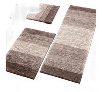 KHIronHive Ultra Soft Snow Flannel Bathroom Rug Set, Super Absorbent Non Slip Mat, Machine Washable Microfiber Carpet for Home Bath Kitchen, Modern Pure Color Floor Mats(C Cocoa Brown)