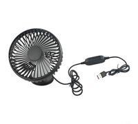KHIronHive USB Powered Car Dashboard Fan With Suction Cup, 3-Speed Adjustable 360 Degree Rotation For MINI Cooling Fan For 12V 24V Vehicle Office Home Use, Black(suction cup)